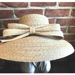 Straw Hat with Adjustable Sizer Band in Natural Color Oversized hat with an Over